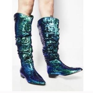 NWT Dolls Kills Mermaid Sequin Flat Boot